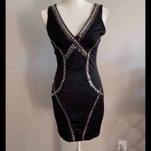 Bebe black studded mini dress size S